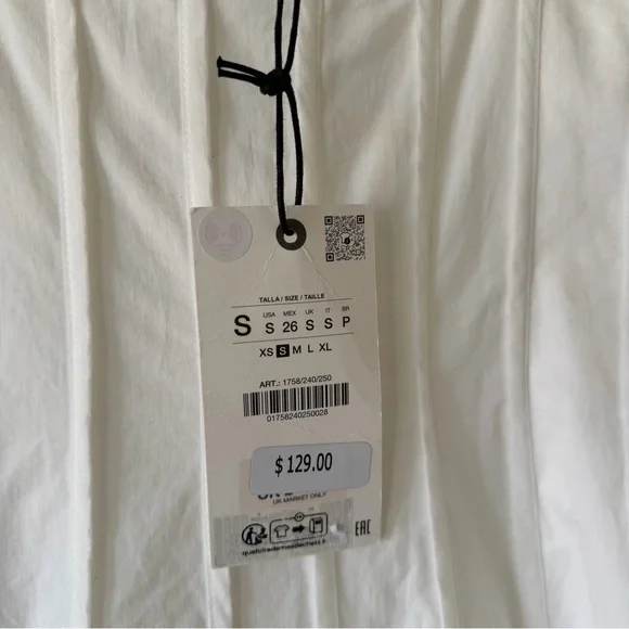 NWT Zara Poplin Corset Seamed Maxi Dress in White - S - Picture 8 of 8